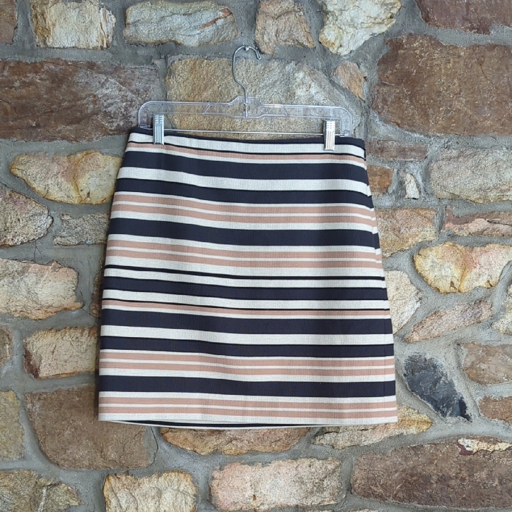 LOFT Black and Tan Striped Mini Skirt